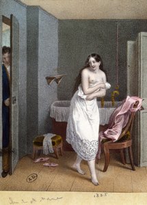 浴室の少女とドアを開ける男、1825